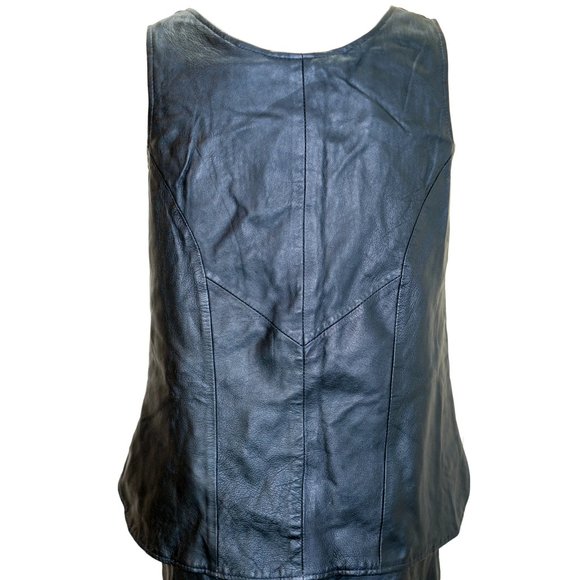 Vintage Leather High Waist Skirt and Tank with Sequins - 2 Piece Set - Size MD - Picture 12 of 16